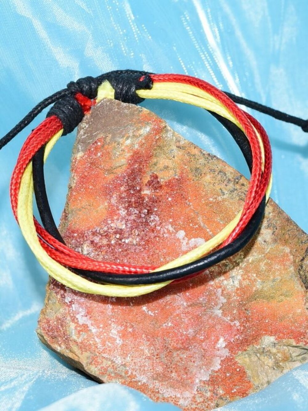 Roja Amarilla Multi Layer Leather Bracelet Black Red Yellow Womens Gift Packaged